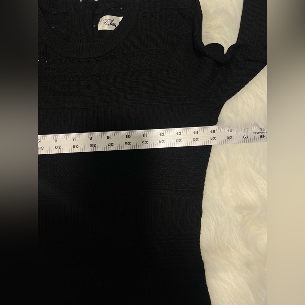 Eliza J Dress Womens Size M Black Crochet Eyelet Knit 3/4
Sleeves Back Zip - Picture 6 of 8
